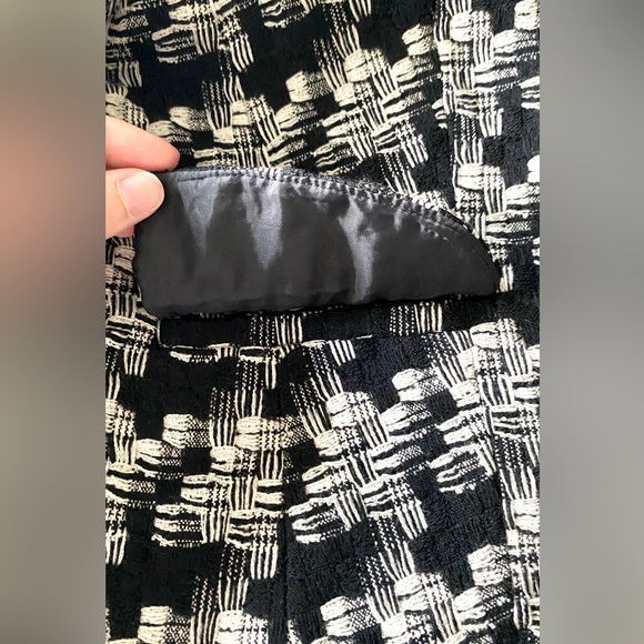 Talbots Black Ivory Woven Textured Wool Lined Blazer Jacket size 14 Petite - Picture 7 of 12